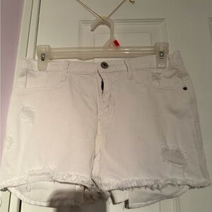 No Boundaries White Frayed Jean Shorts
